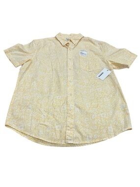 NWT Men's Short-Sleeve Casual Button-Up Shirt - Light Yellow Floral